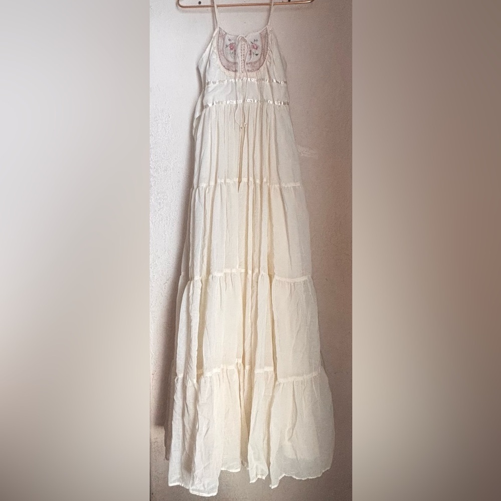 Gunne Sax Jessica McClintock Vintage Cream Lace Embroidered Dress